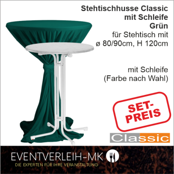 Stehtisch & Stehtischhusse - grün - INKL. REINIGUNG & BÜGELN